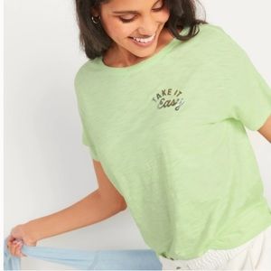 Old Navy Loose Graphic Take It Easy Green Short Sleeve Tee